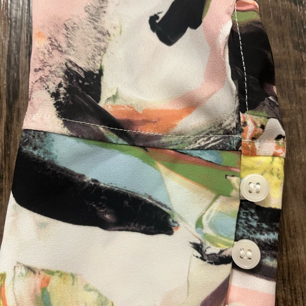 Halogen Pastel Abstract Wrap Blouse - Picture 4 of 5